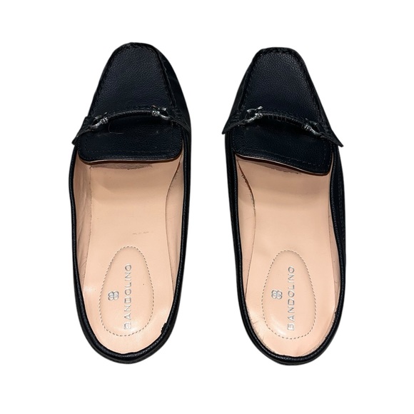 Bandolino Neutral Black Leather Square Toe Slip On Mules Flats 10 - Picture 2 of 7